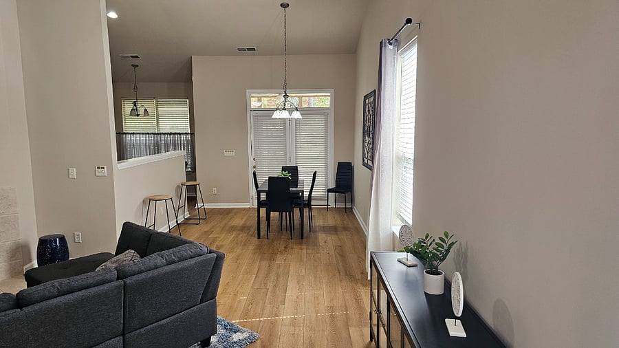 Living Room and connecting Dining Room table