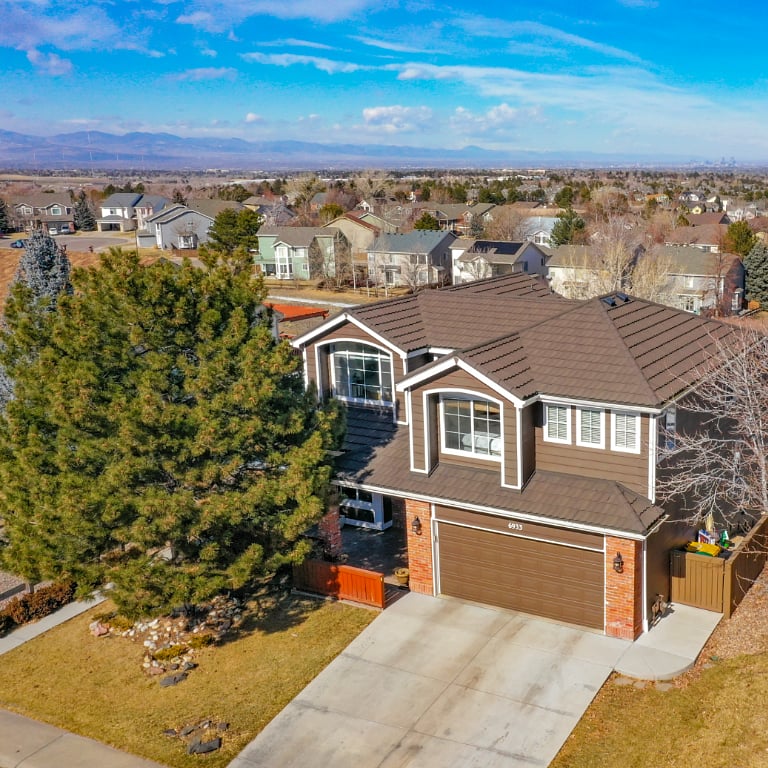 Overhead view of house from drone