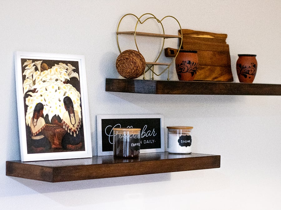 A cozy and stylish coffee nook with warm, personal touchesperfect for starting the day right.