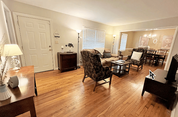 View of Living Room and Dining Room from Hallway Entrance!