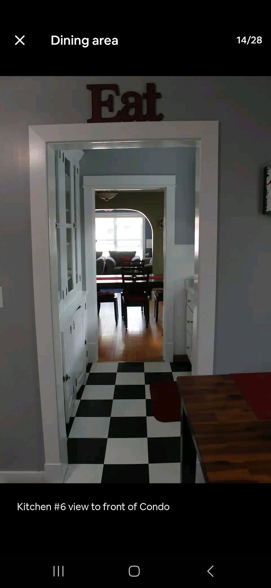 View from Kitchen through to dining and living room area