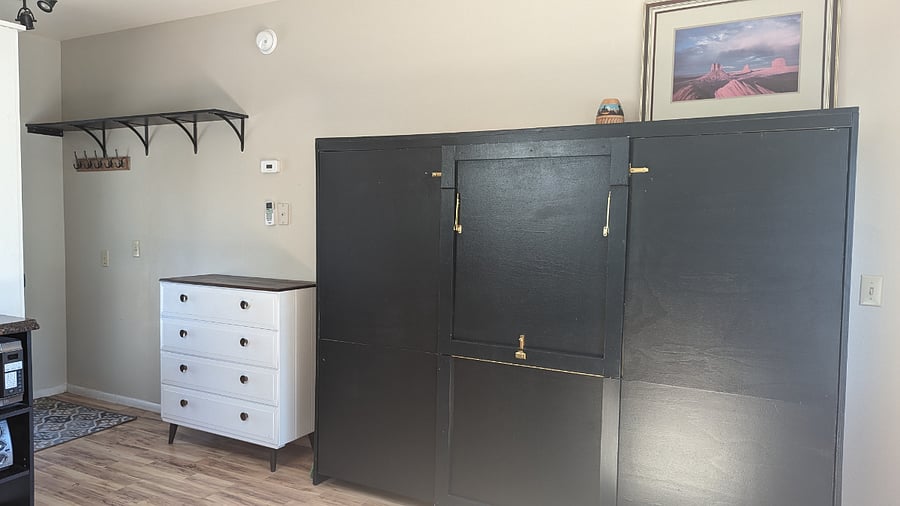 Bureau, Murphy bed and table closed