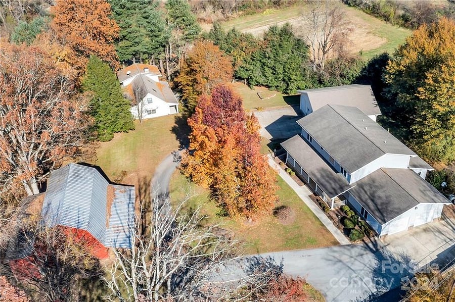 Aerial view of Orchard Park Estates property. Apartment is on lower level of Main Home.