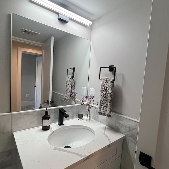bathroom - quartz countertop and sink