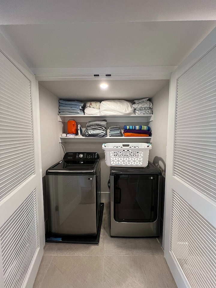 Laundry room with basket