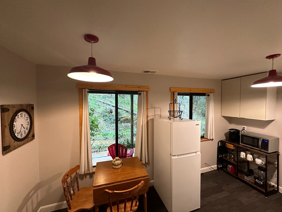 Kitchenette window views.