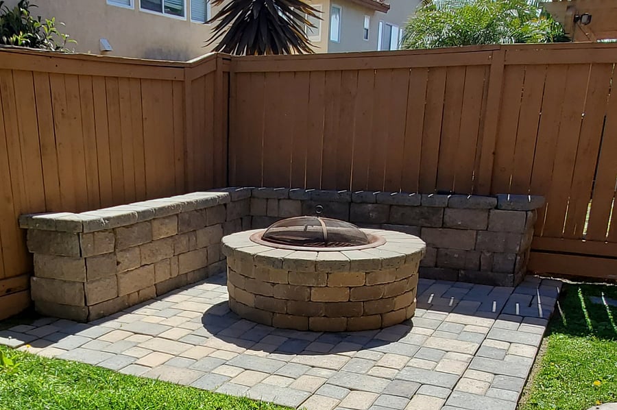 Fire pit in back yard