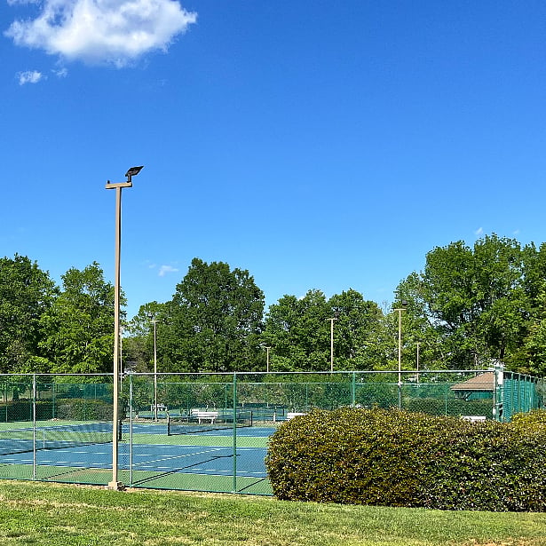 Regent Park tennis courts and pool, 5 minute drive from condo. 