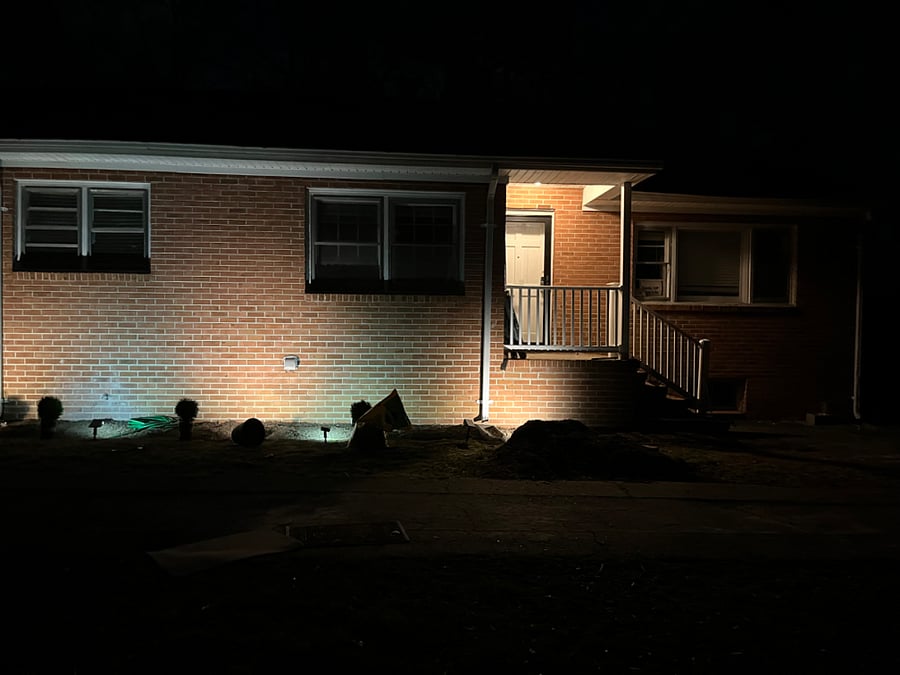 Beautiful Landscaped Lighting comes on automatically comes on at night.