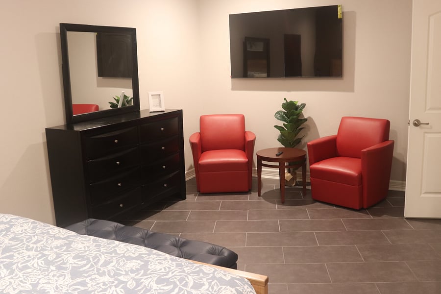 Private King Suite has it's own lounge area!  Smart TV.