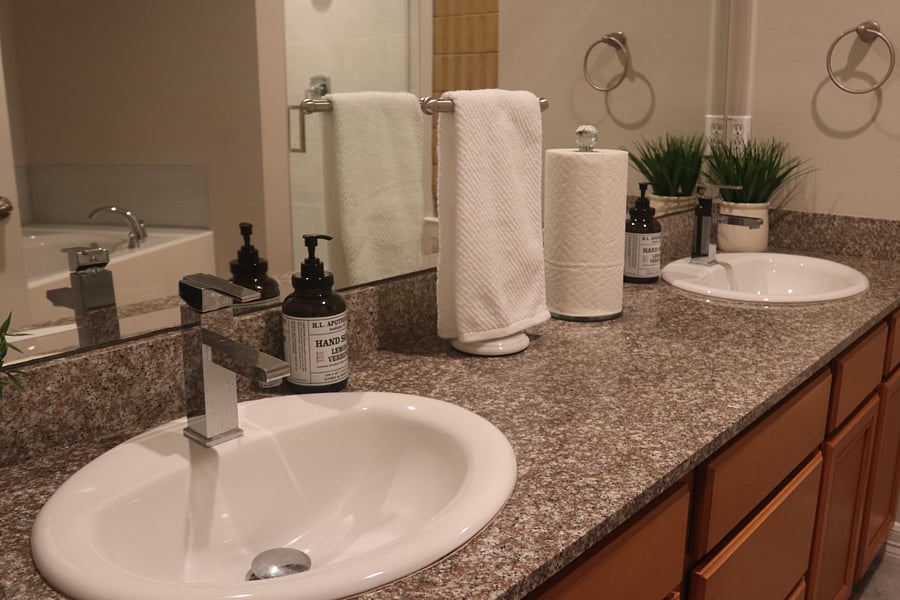 Dual Sinks in King Suite bathroom. 