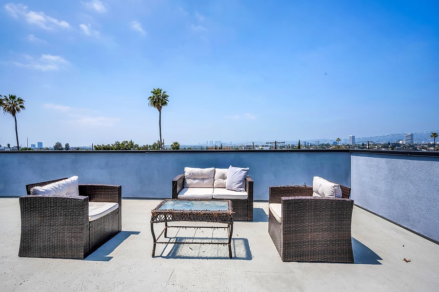 Rooftop With 360 view of Hollywood sign / Down Town and Century city Highrise buildings .