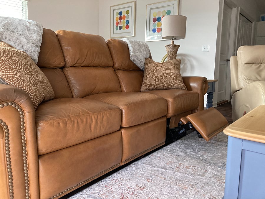 Leather reclining sofa