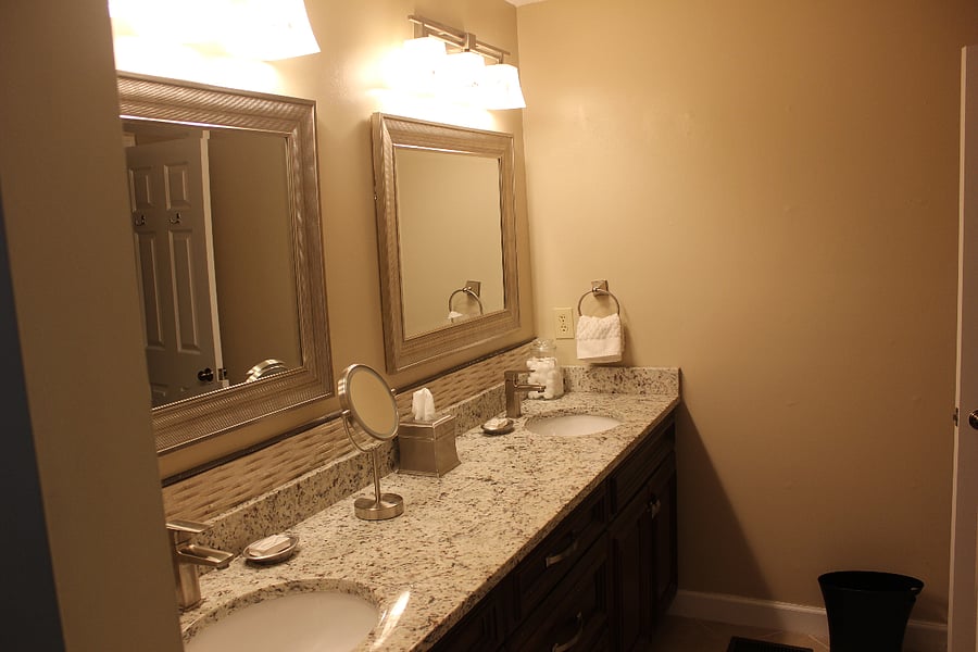 Master bathroom, tub shower and lots of storage