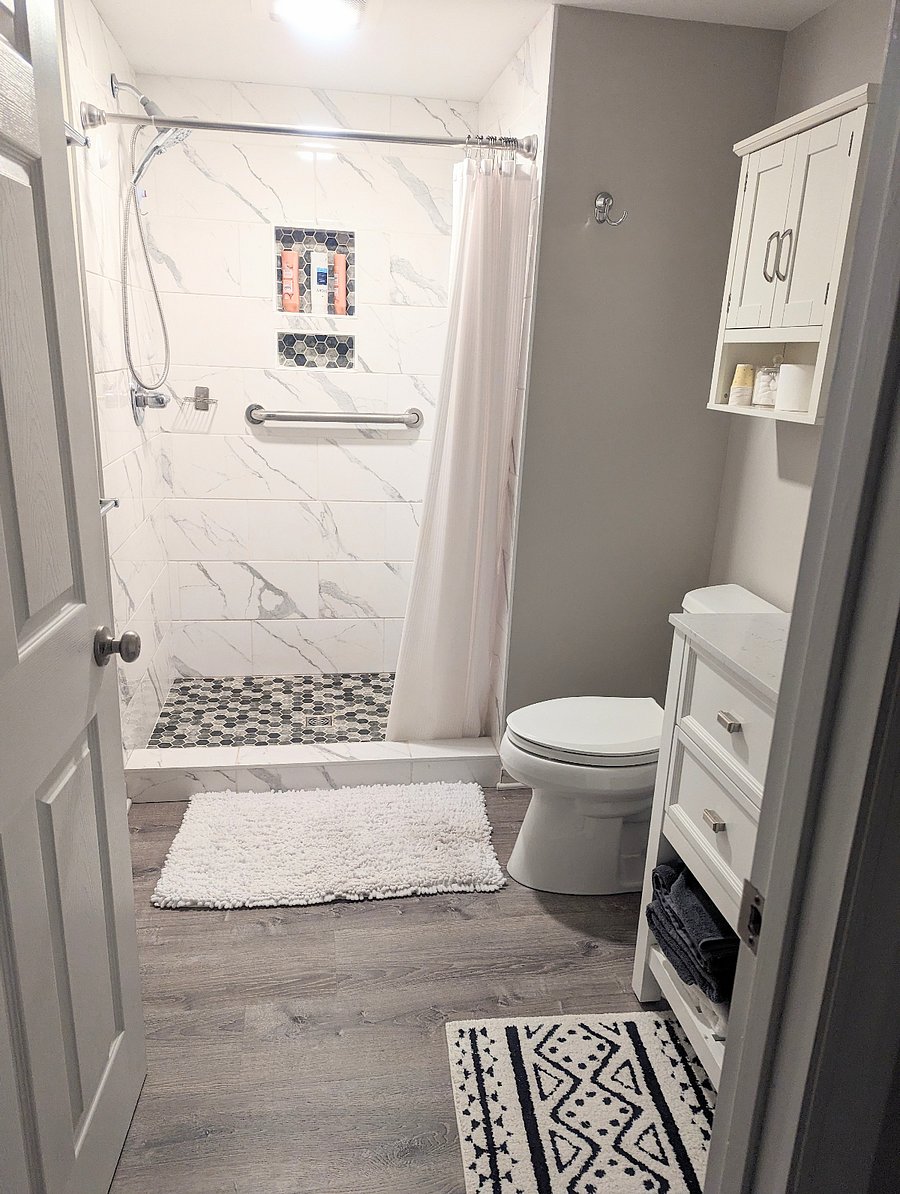 Large tiled shower