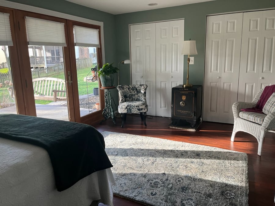 Your bedroom with walkout to sunlit patio. 