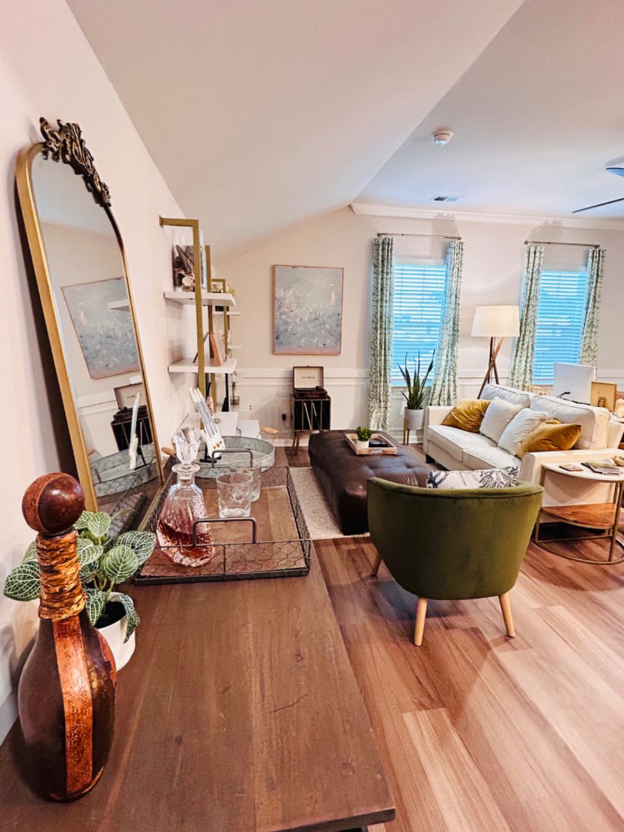 View of living area near the front door.