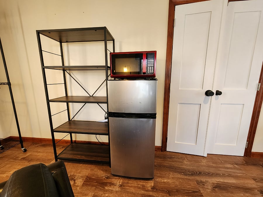 Mini fridge and microwave for dorm vibes