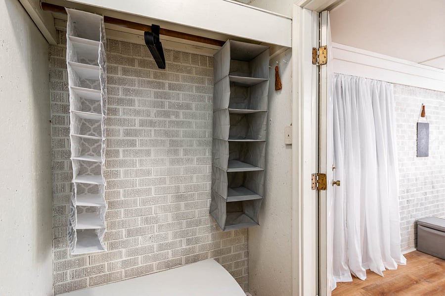 Storage box closet.