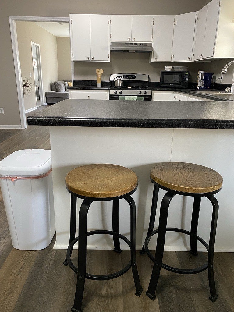 kitchen counter with seating