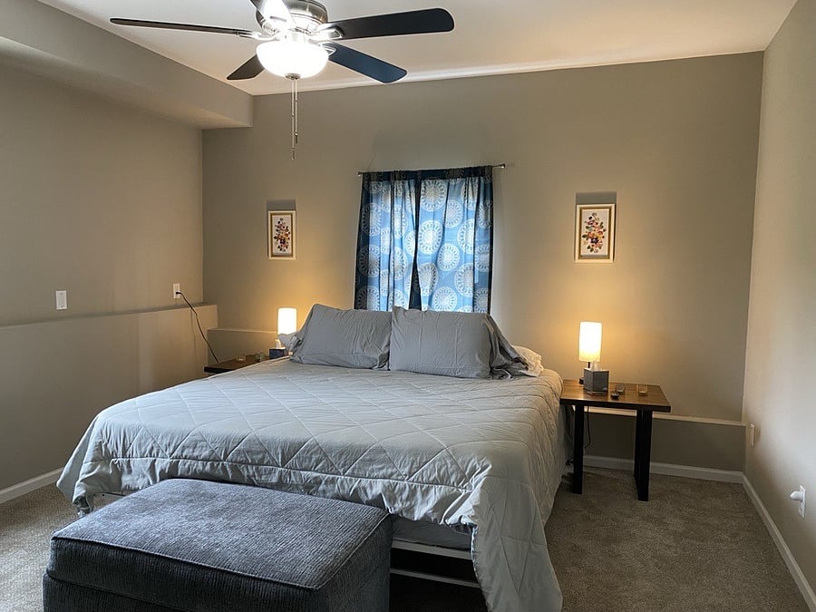 Cal King mattress with a topper in the Master Bedroom