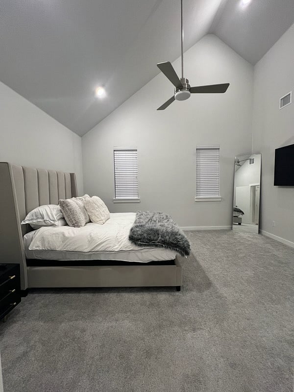 Primary suite. Queen Sized sleep number bed. Smart TV. Large mirror.