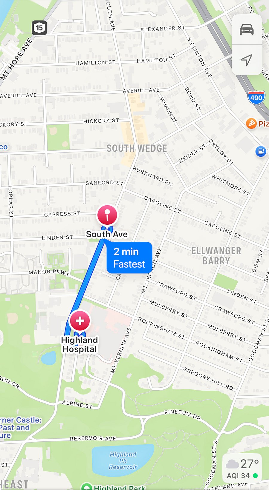 South Ave to Highland Hospital