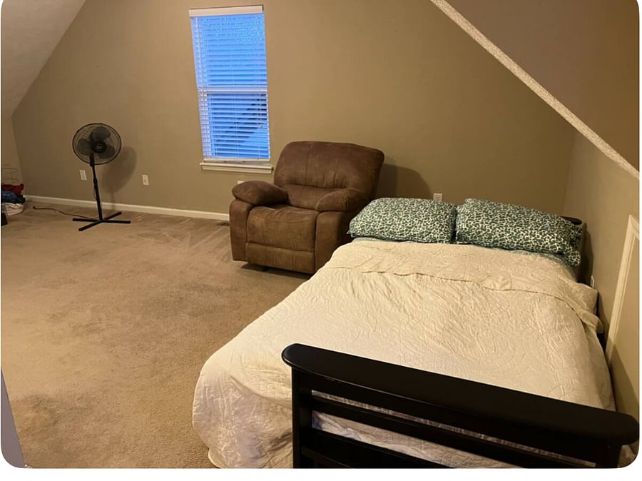 Futon in the loft can be made into a guest bed.