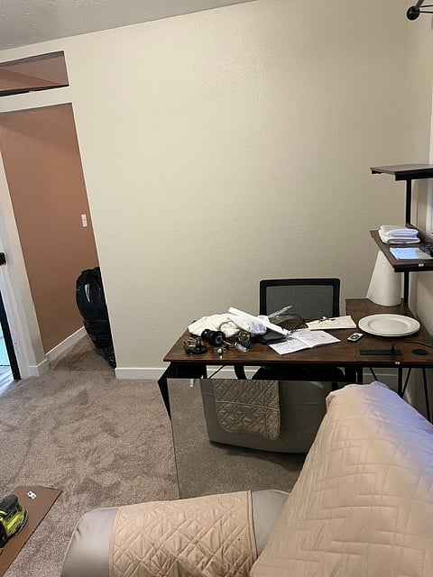The desk has lights, these were being installed