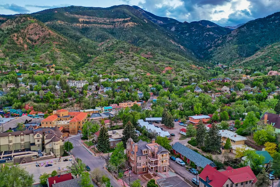 Manitou Springs where you can stroll to thriving art galleries, restaurants, diverse shops, natural spring fountains, music venues, weekend festivals, winery with wine tasting, SunWaterSpa, hiking trails & the infamous Incline.