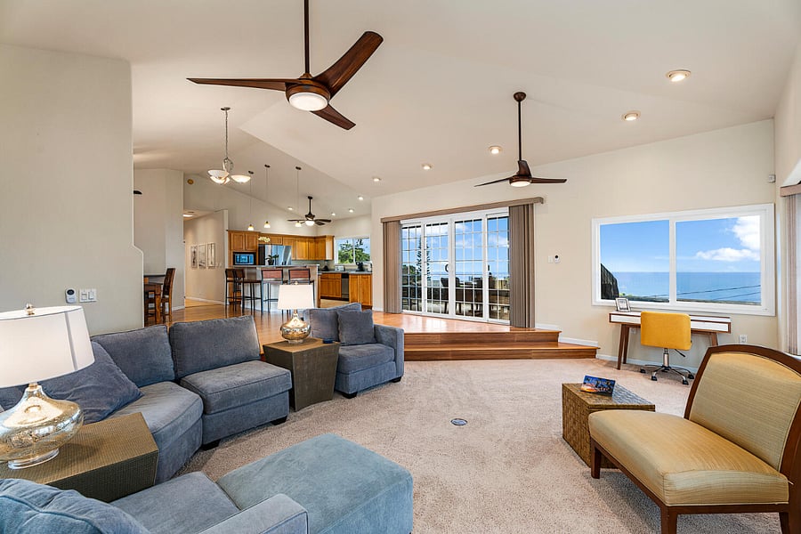 Living Room is open to Kitchen and Dining