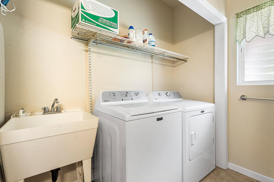 The Laundry is combined with Bathroom #2 and has newer Maytag machines