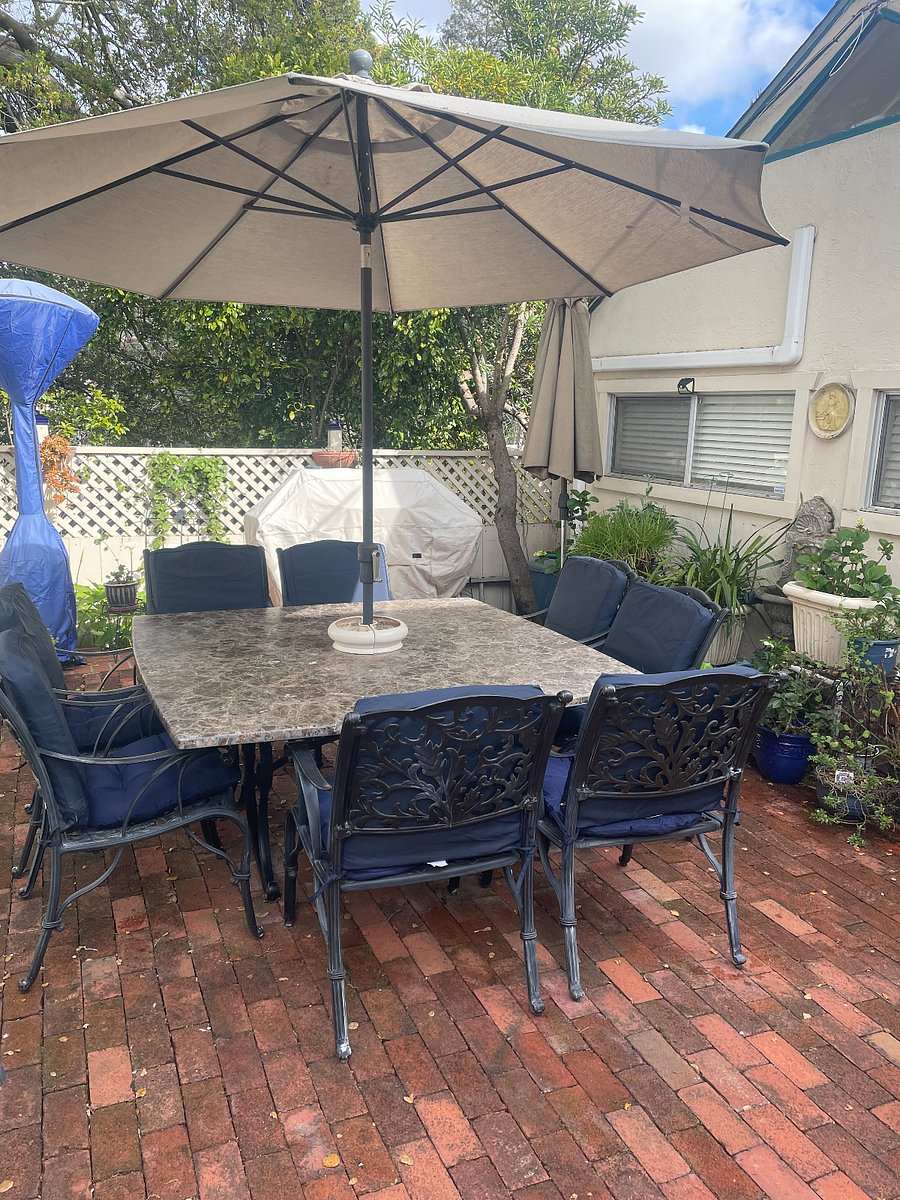 Sunny patio, ideal for relaxation or online work; high-speed internet access.