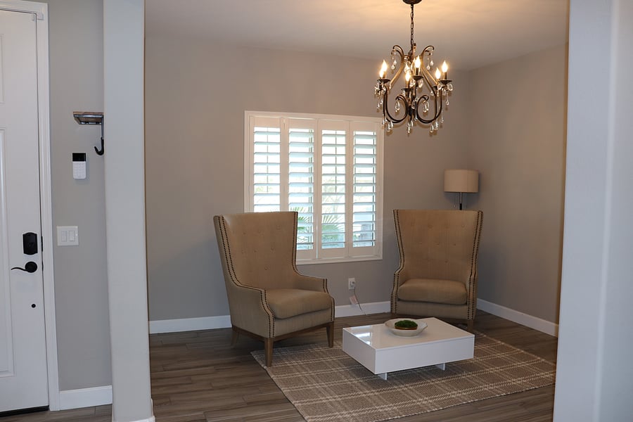 Formal seating area, or push the chairs out of the way for your own home gym space!