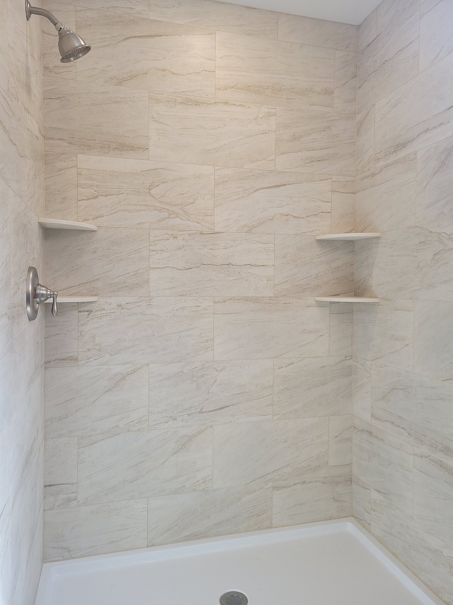 Brand new walk-in tile shower