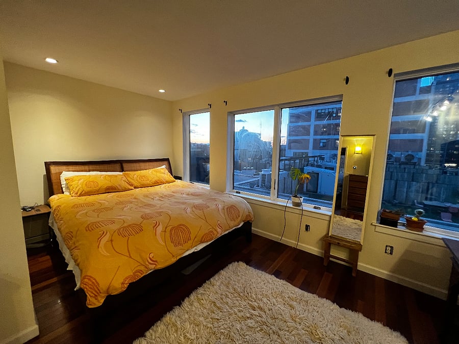 Master bedroom with king-sized bed
