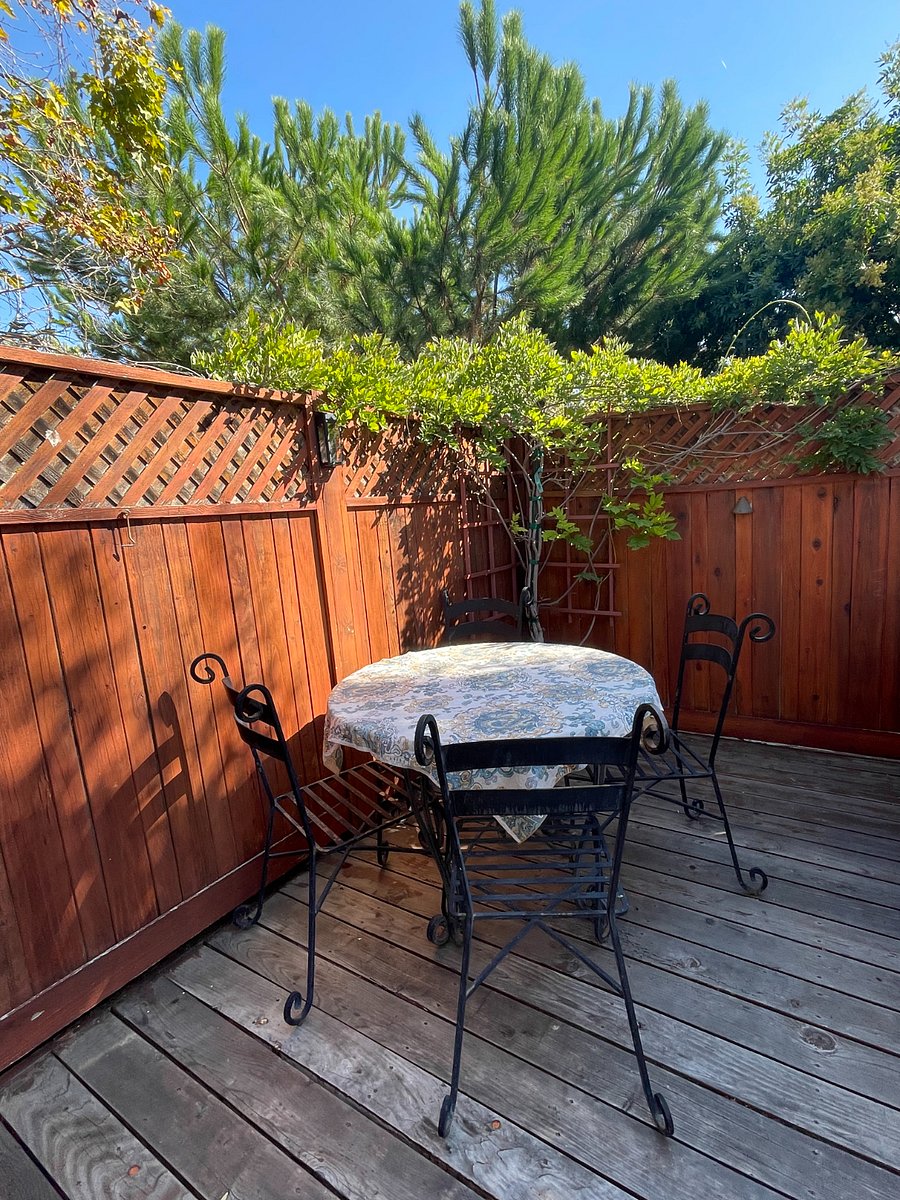 Shared back deck with dining area.