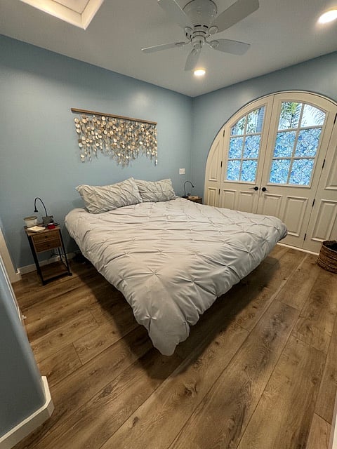 Bedroom with California King split bed.  