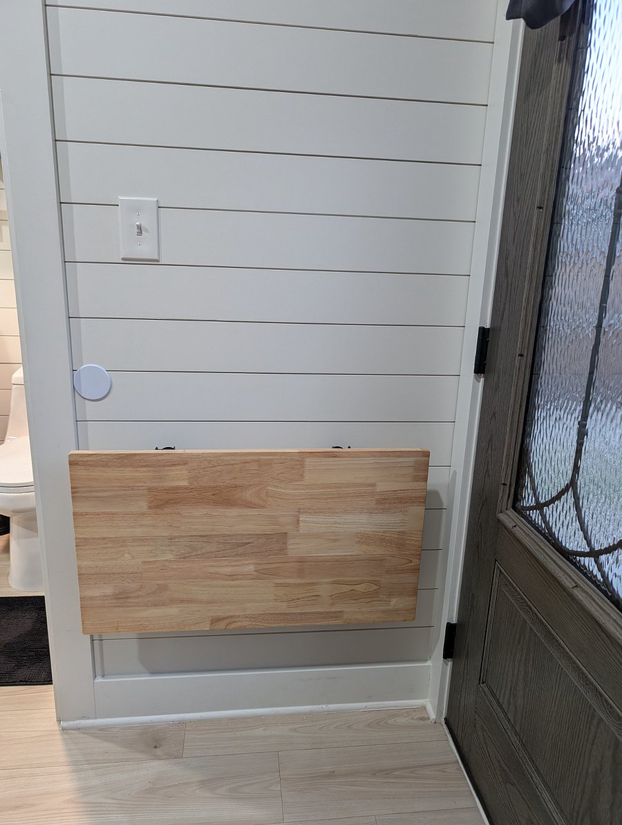 Desk folds down when not in use