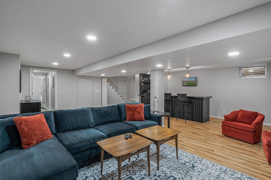 Entrance to bedroom and bathroom area is top left of image.