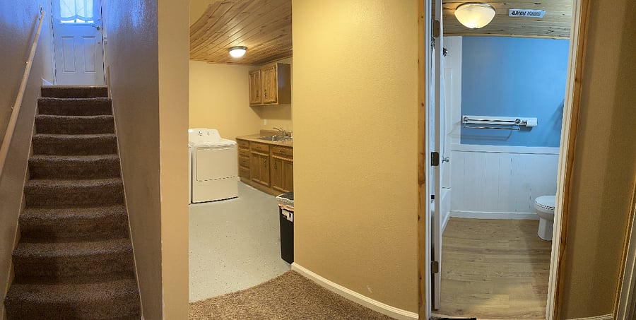 Downstairs, washer/dryer and bathroom