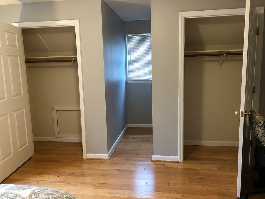 The bedroom has two spacious closets.
