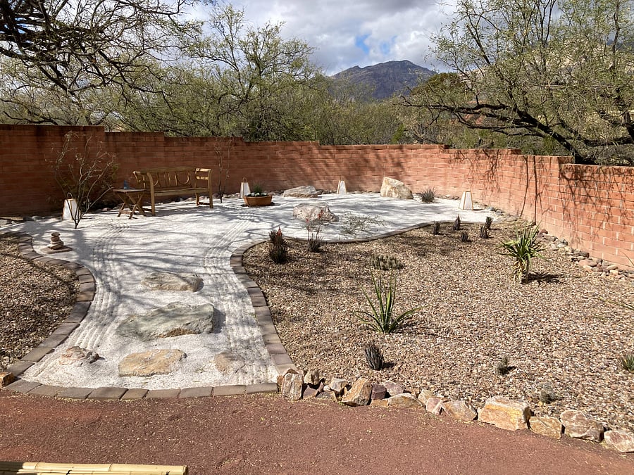 Zen Garden with mountain views