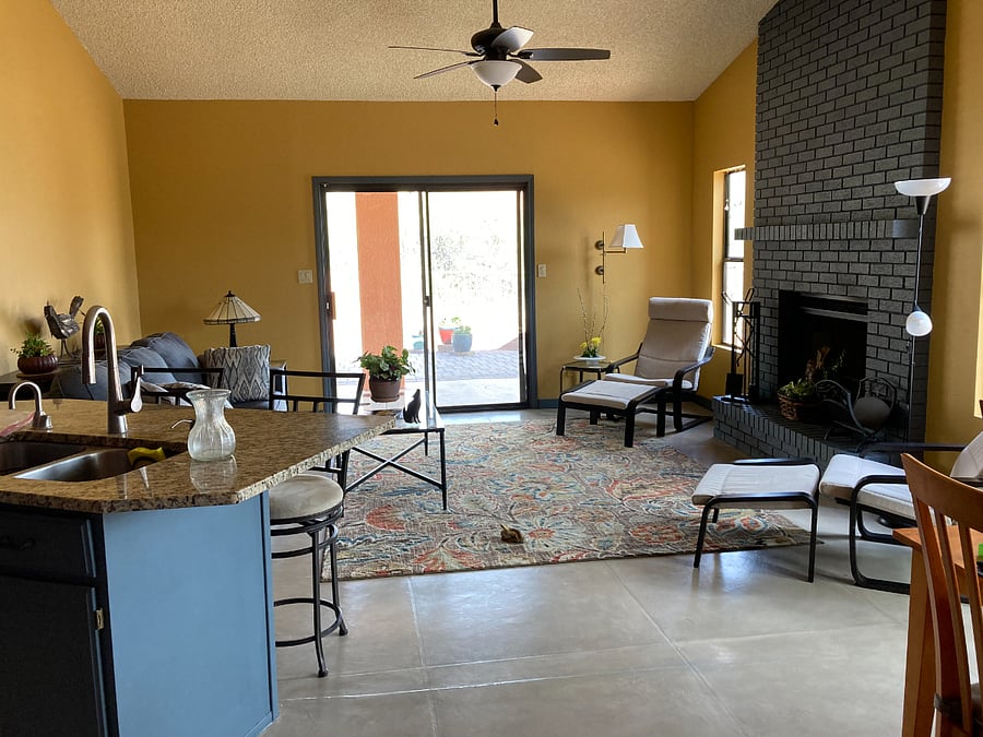 Family room with working fireplace