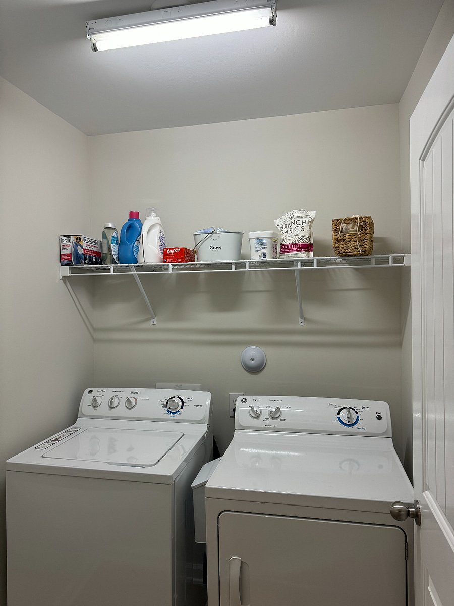 Laundry, including iron and ironing board
