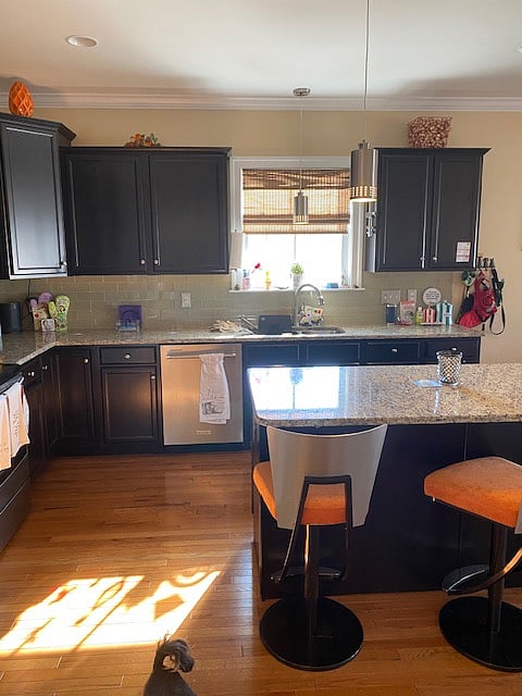 View of kitchen from hallway entrance.