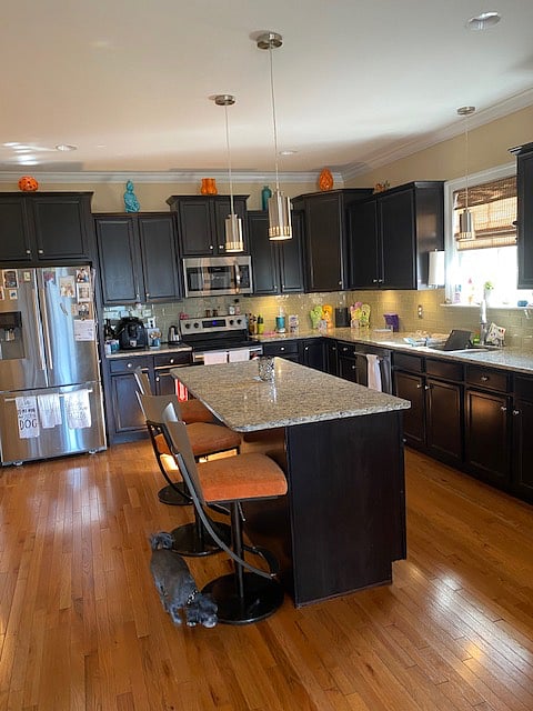 View of kitchen from living room.