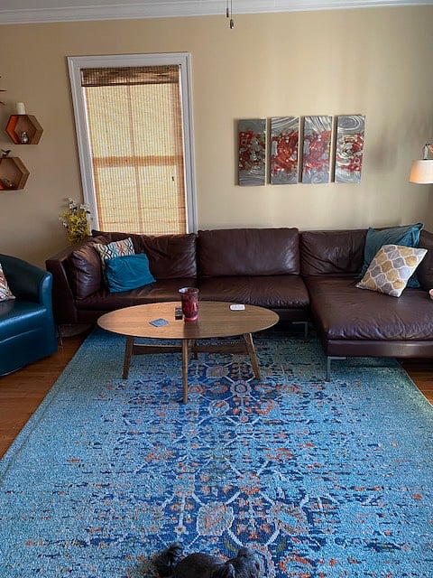 Leather sofa in living room