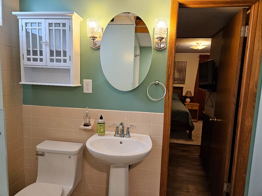 Bathroom off of bedroom.