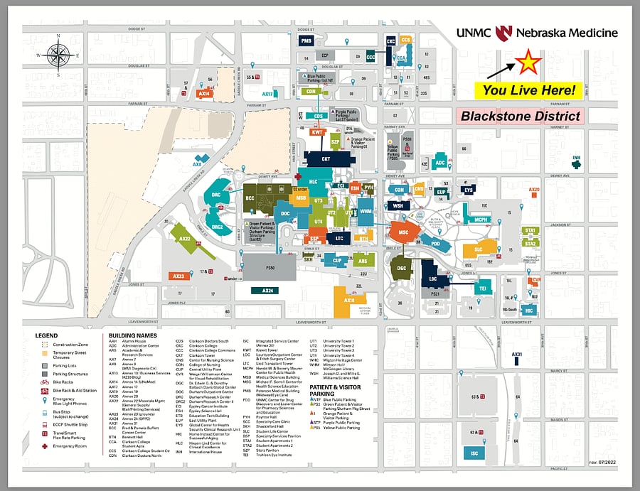Only a 7 minute WALK to the heart of UNMC Nebraska Medicine campus!
Only half a block to the Blackstone District with numerous food options to grab on your way home from work!